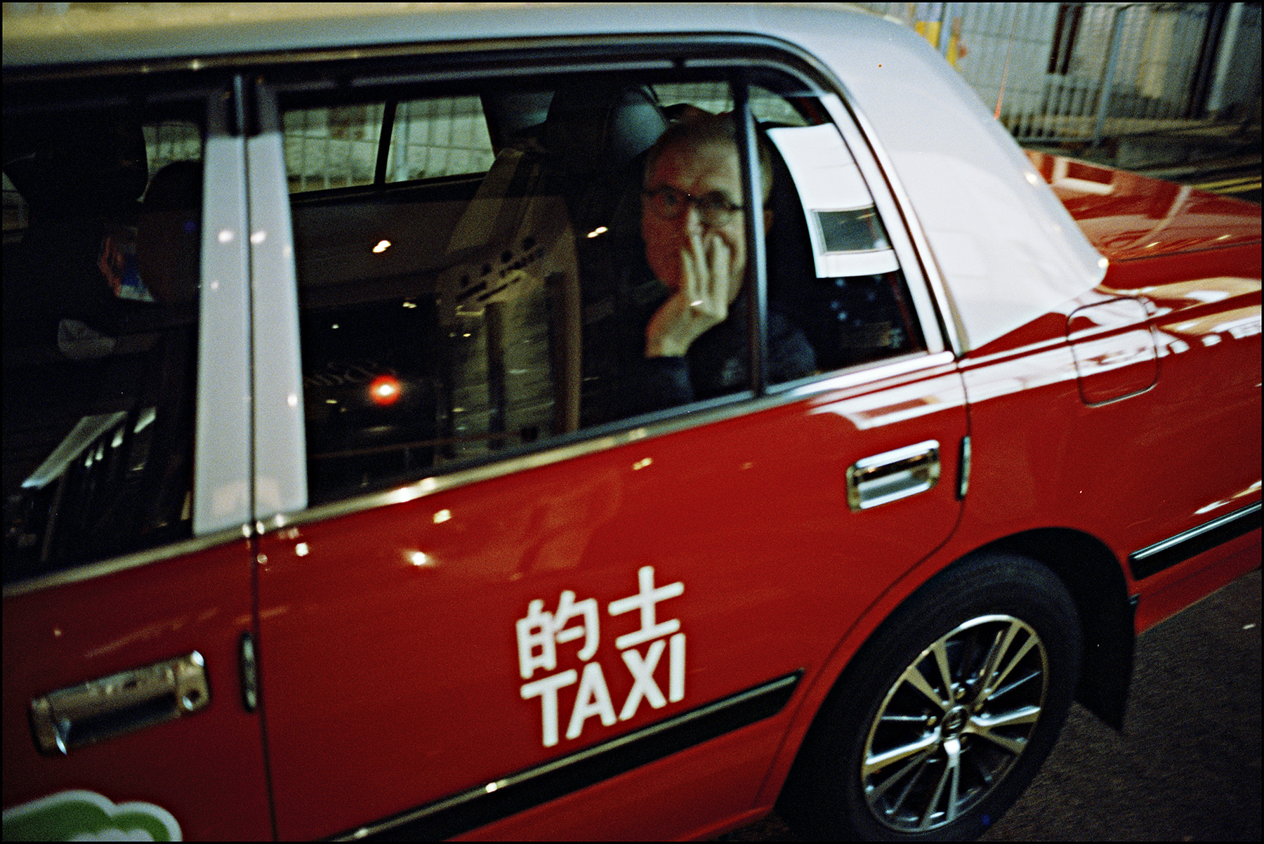 a man in a taxi